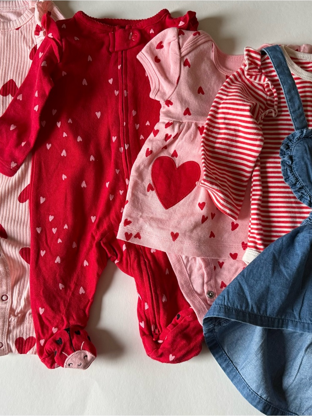 3-6 months valentines bundle Kids Heart-Print One-Piece Romper - Red/Pink